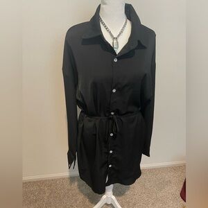 Black Button-Up Shirt Jumper Built in shorts